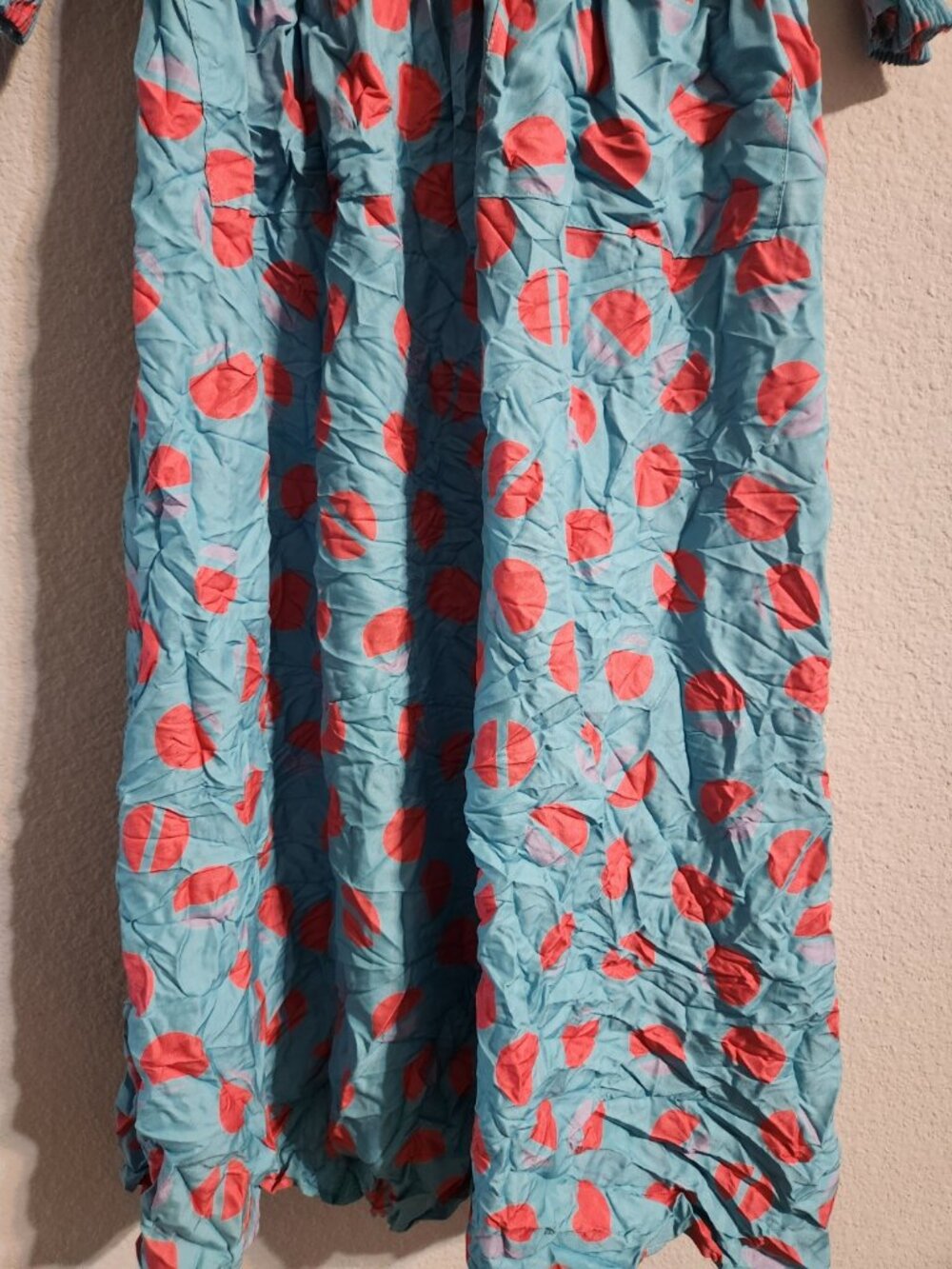 Alquema 3/4th Sleeve Smash Dress “Aqua Eclipse” Crinkly pockets midi sz 1 (US 6) - Picture 3 of 8
